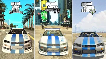 Nissan Skyline GT-R R34 (Brian O'Conner) | GTA SA vs GTA4 vs GTA5